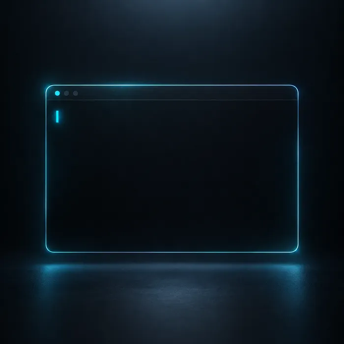 A dark terminal window with a glowing cyan cursor